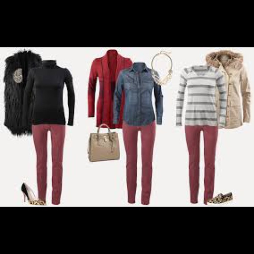 Burgundy skinny jeans